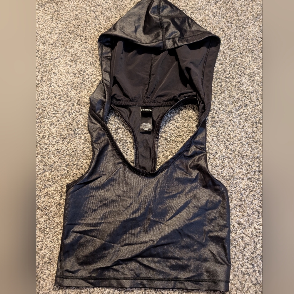 Victoria's Secret Black Hooded Crop Top